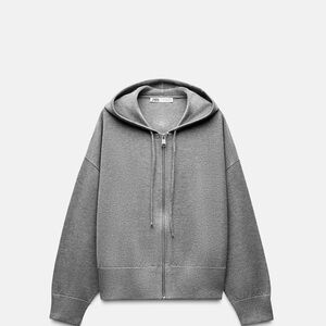 Zara HOODED KNIT SWEATSHIRT